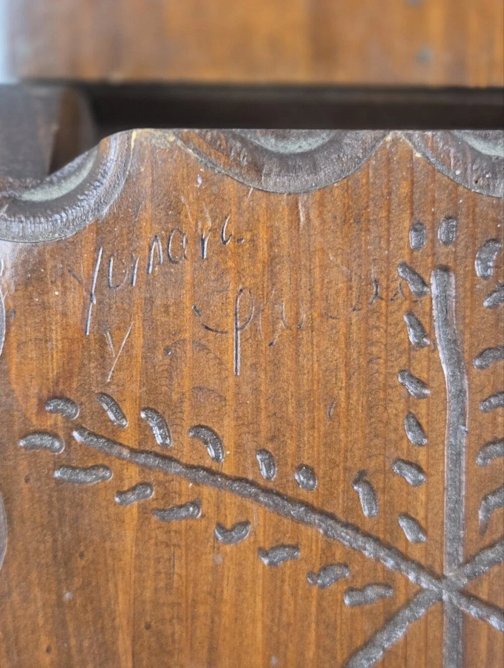Vintage Carved Wood Mail Sorter Key Rack Wall Pocket 3 Tier